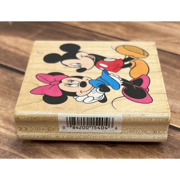 DISNEY ALL NIGHT MEDIA 540-J02 MICKEY LOVES MINNIE WOOD MOUNTED RUBBER STAMP - Picture 3 of 4